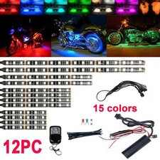 12pcs Motorcycle Rgb Led Neon Under Glow Lights Strip Kit 15-colors With Remote 12pcs Motorcycle Rgb Led Neon Under Glow Lights Strip Kit 15-colors With Remote
