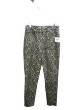 Diane Gilman DG2 Green Snake Print Classic Slim Fit Women's Pant Size 8T
