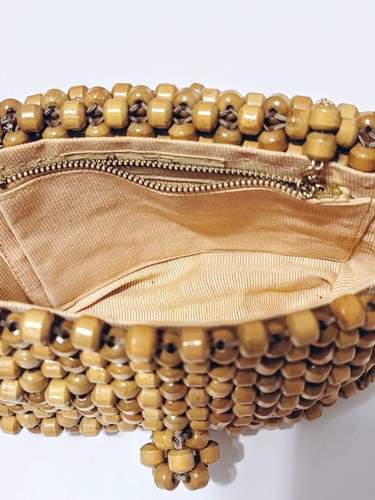 Dwayne Taylor Wooden Beads Shoulder Bag Geometric Handbag Beach Boho Purse 7x8" - Picture 3 of 11