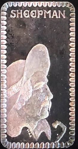 Sheepman Hamilton Mint Profiles Of West TONED Bullion-0.999 Silver 1 Oz Art Bar