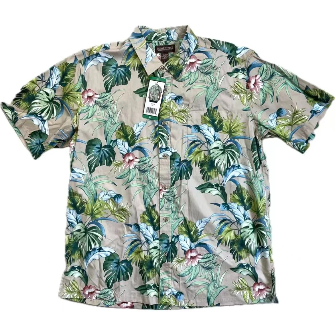 NWT COOKE STREET Hawaiian Shirt Men's XL 100% Cotton Palm Floral Jungle Tropical