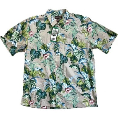 NWT COOKE STREET Hawaiian Shirt Men's XL 100% Cotton Palm Floral Jungle Tropical