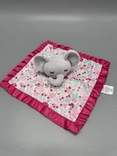 Parents Choice Elephant Lovey Security Blanket Toy Floral Pink Satin Like Bottom