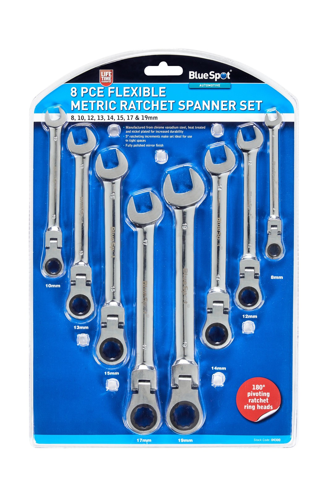 BlueSpot Tools Flexible Head Ratchet Set, 8 Piece - Image 6