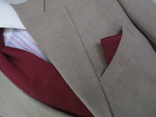 Jack Victor International Estrato super 110s taupe bold stripe full suit 42 R