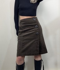 Esclusiva gonna midi giapponese Burberry Blue Label marrone linea A in velluto avvolgente S