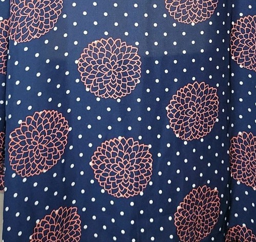 Charter Club Top 3X Navy Floral Polka Dot Button Up Pintuck Bodice Tunic Blouse - Picture 6 of 8