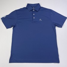 Rhoback Golf Polo Shirt Men s Medium Blue Striped Company Logo READ