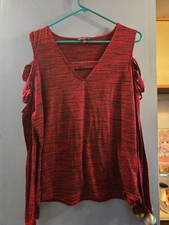 Rock & Republic Burgandy Long Sleeved Shirt Women's Size XXL Designer Top