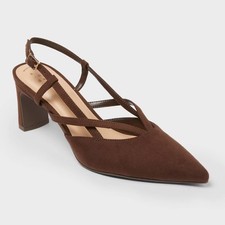 Women  s Veera Heels with Memory Foam Insole - A New Day Brown