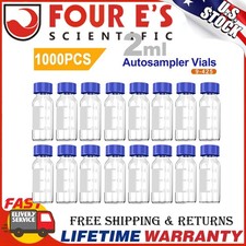 1000Pcs 2ml Autosampler Vial Transparent Sample Bottle with Blue Screw Caps US