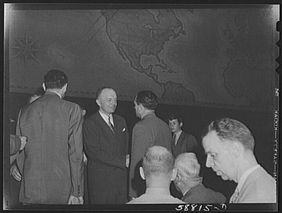 Photo:Map of North America Conference Men 1940s Politics Meeting