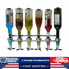 6 Bottle Wall Mount Wine Liquor Dispenser Beer Alcohol Stand Rack Bar Organizer