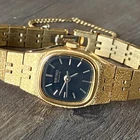 Vintage Seiko Quartz 7321-5399 Women’s Gold Tone Cocktail Watch w/Safety Chain