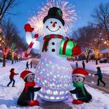 6ft Christmas Inflatable Snowman & Penguins LED Lighted Blow-up Yard Lawn Decor