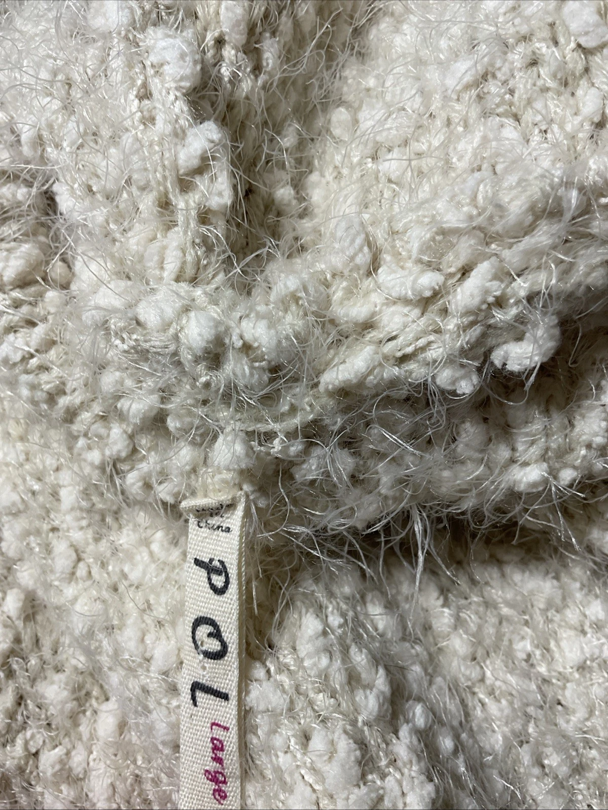 OFF WHITE Pol Popcorn Cardigan Felpa con Cappuccio Grande Crema Grossa Fuzzy Oversized Bohemien