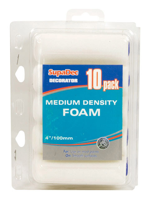 SupaDec DIY Decorating Paint Mini Medium Foam Roller Refills - 4"" - Pack of 10