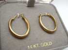 14K Yellow Gold Oval Hoop EArrings .85" — photo 3