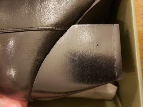 ALLSAINTS Leather ReinaThigh-High Boots Angled Block Heel Black Size 36 EU /US 6 - Picture 3 of 19