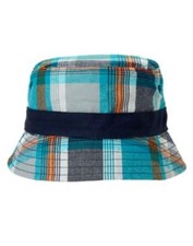 GYMBOREE SURF WAGON BLUE PLAID BUCKET HAT 6 12 24 2T 3T 4T 5T NWT