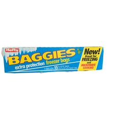 2 - Vintage Hefty Baggies Freezer Bags - Gallon Size 15 Bags Per Box - Blue Box