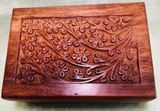Tree of Life Keepsake Engraved Natural ROSEWOOD BOX 6" x 4" x 3"