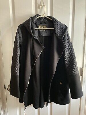 Michael Kors Womens Black Hooded Jacket sz 1X Moto Zip Michael Kors Womens Black Hooded Jacket sz 1X Moto Zip