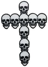 Skull/Cross Embroidered Sew On Patch - 3" X 4"