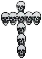 Skull/Cross Embroidered Sew On Patch - 3" X 4"