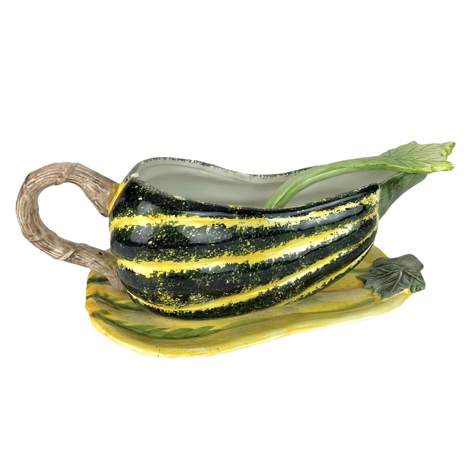 Centrum Autumn Harvest Gravy Boat Serving Bowl Sauce Zucchini Ladle Under Plate
