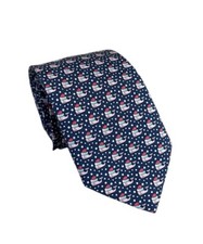 Vineyard Vines Christmas Holiday Navy Silk Neck Tie Whale Santa Hat Print 85