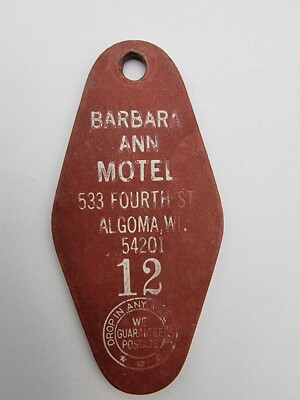 Vintage Barbara Ann Motel Algoma Wisconsin Room Key Fob