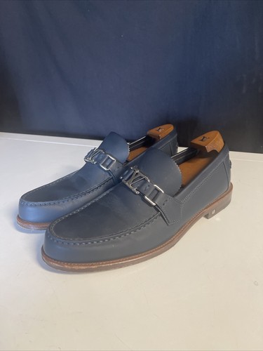 LOUIS VUITTON MENS BLUE LEATHER LOAFER 
