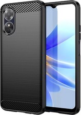 Pour OPPO A17 COQUE NOIR EN FIBRE DE CARBONE SILICONE ETUI HOUSSE ANTICHOC A 17