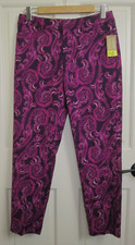 NWT Merona Purple Paisley Crop Pants Women Size 4 Fit 2 30x26.5 Stretch 66-32139