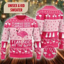 Pink Flamingo Christmas Ugly Sweater, Funny Flamingo Christmas Sweatshirt