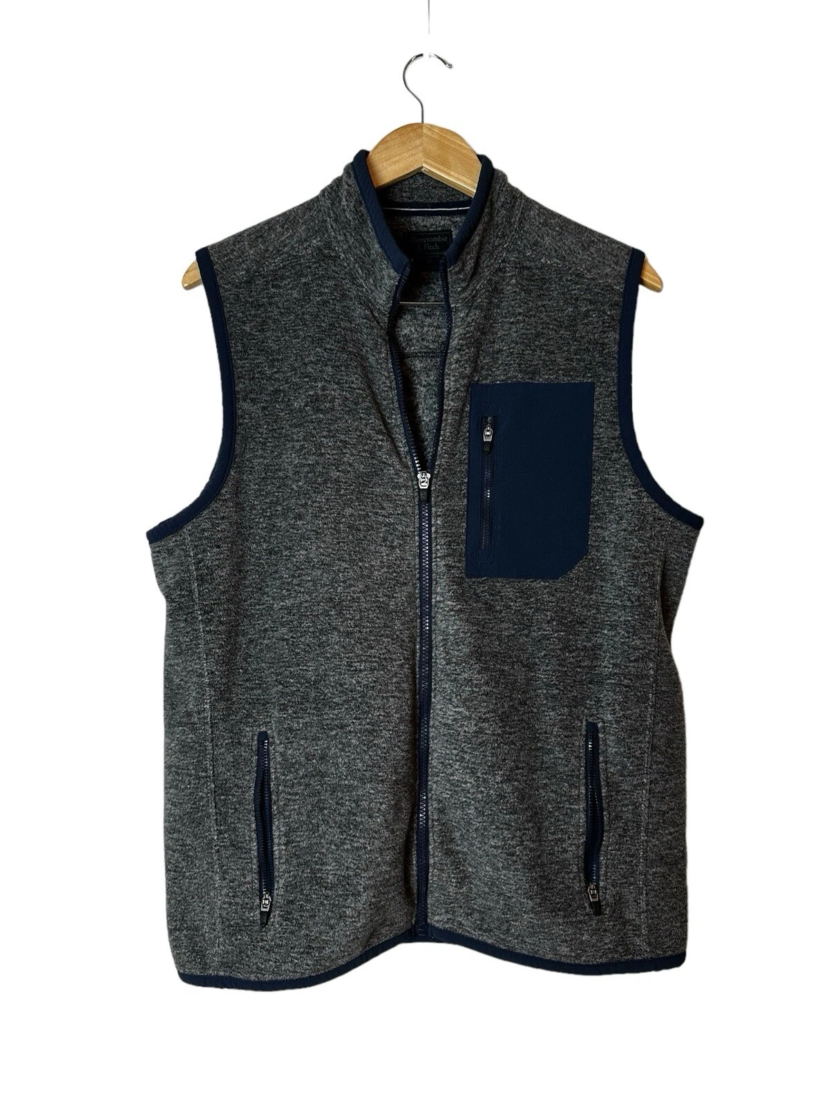 Abercrombie & Fitch Men’s Fleece Vest Full Zip Winter Outdoors Camp Size M