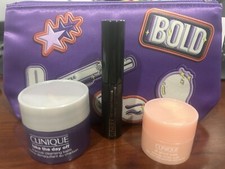 Clinique 4pc Skincare Gift Set, All About Eyes, Mascara, Cleansing Balm, Bag NIB