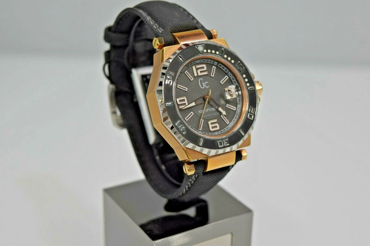 New GC Guess Collection Black Nylon Rose Gold IP SS X79002G2S 700 Watch
