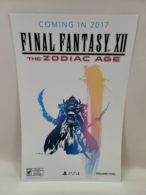 Final Fantasy 12 XII The Zodiac Age Rare Promo Poster Playstation 4 PS4 PAX P2