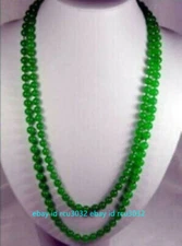 Long 36 inches 6/8/10/12mm Natural Green Jade Round Gemstone Beads Necklaces AAA