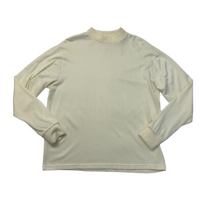 Vintage PGA Tour Mens M Medium Meringue Yellow Mock Neck Long Sleeve Golf 