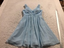 Bill Levkoff Tank Dress STAINED Womens 10 Light Blue Layered V Neck Chiffon