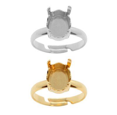 Brass Adjustable Ring Bases for 4160 Magical Oval Fancy Crystals 8mm, 10mm