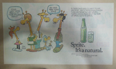 Sprite ad: Funny Mort Walker Giraffe Artwork! 1969 ''Fake Lash'' Size 7.5 x 15 in