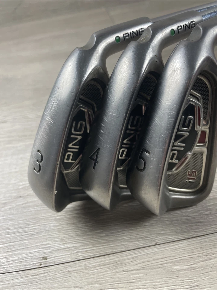 Juego de hierros Ping i15 Green Dot 3-PW (falta el 6) eje de acero derecho flexión rígida Foto 3 de 4