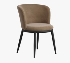 Set 2 sedie da pranzo con schienale imbottito in velluto Nova talpa. Gamba mancante