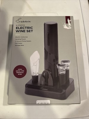 Rabbit Electric Wine Set 6-Piece-Electric corkscrew, Aerating Pourer, Pump Seals
