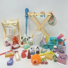 Our Generation 18" Doll Laundry Line Basket Cleaning Supplies Lot Of 44 Pcs