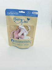 Dr. Brown's Happy Paci Silicone Baby Pacifiers 0-6 Months Pink White 3 Pack NEW